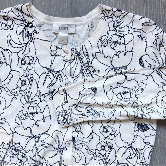 LOFT Sweaters - LOFT ANN TAYLOR Small Floral Button-Down Cardigan